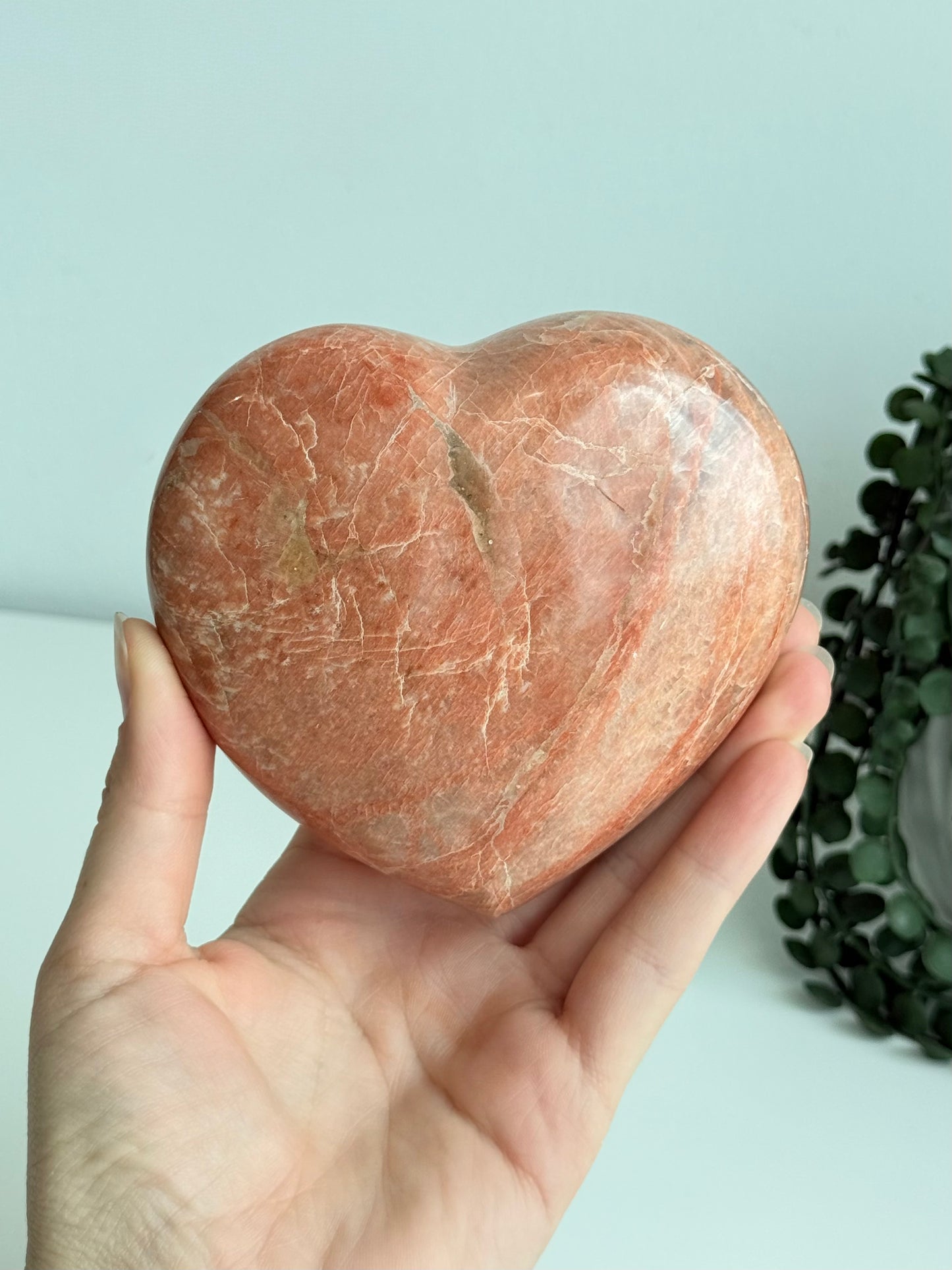 Peach Moonstone Heart
