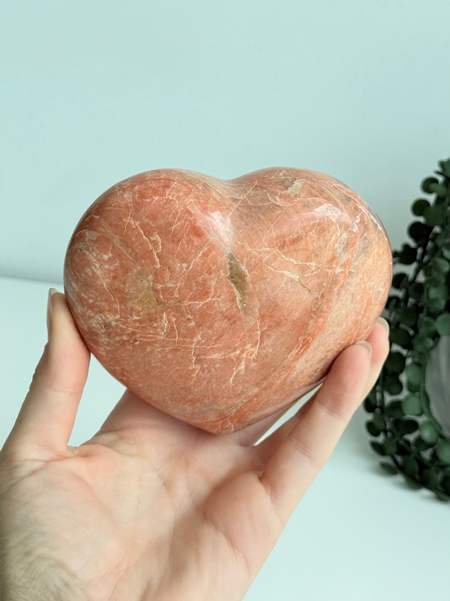 Peach Moonstone Heart