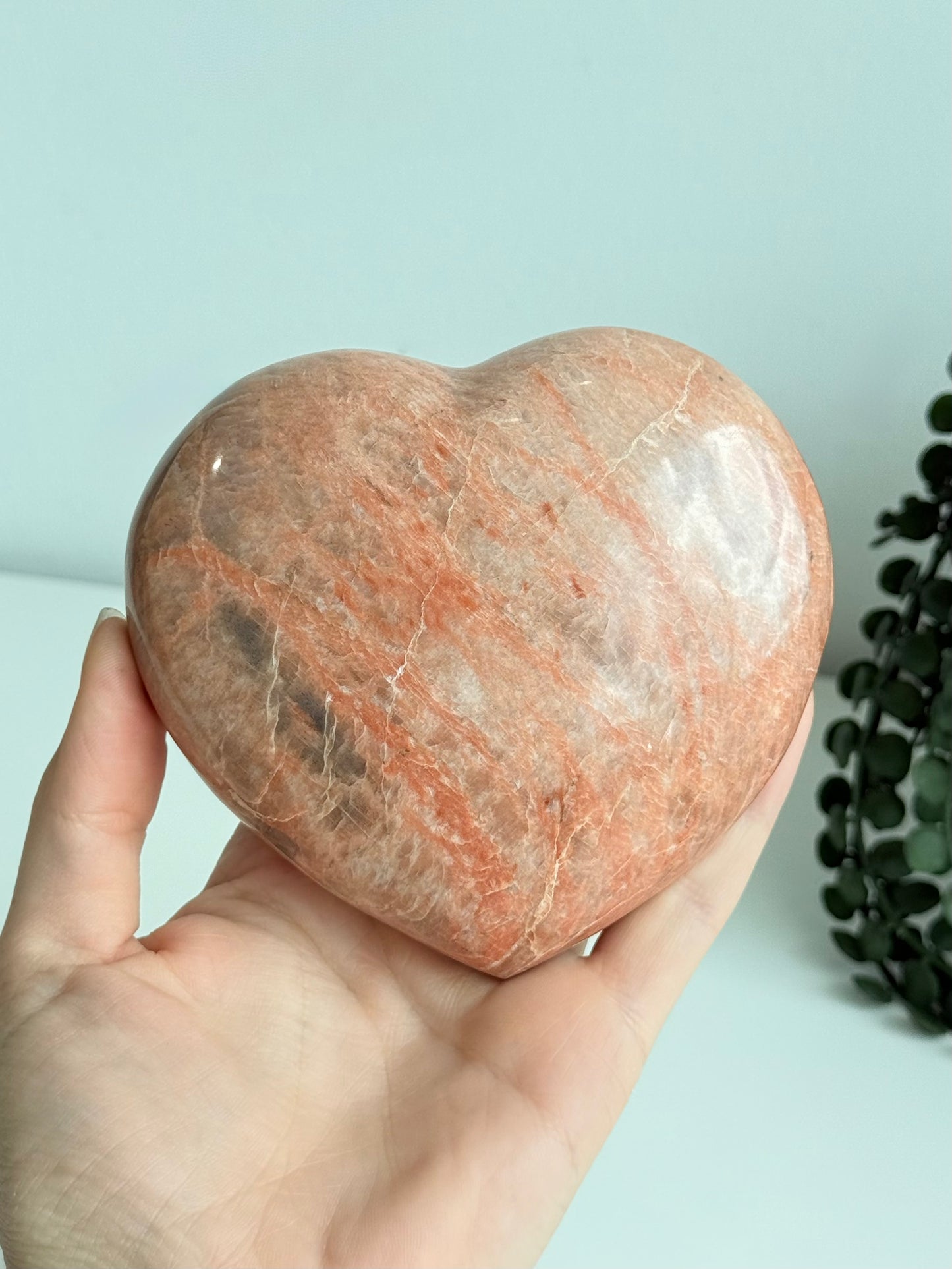 Peach Moonstone Heart