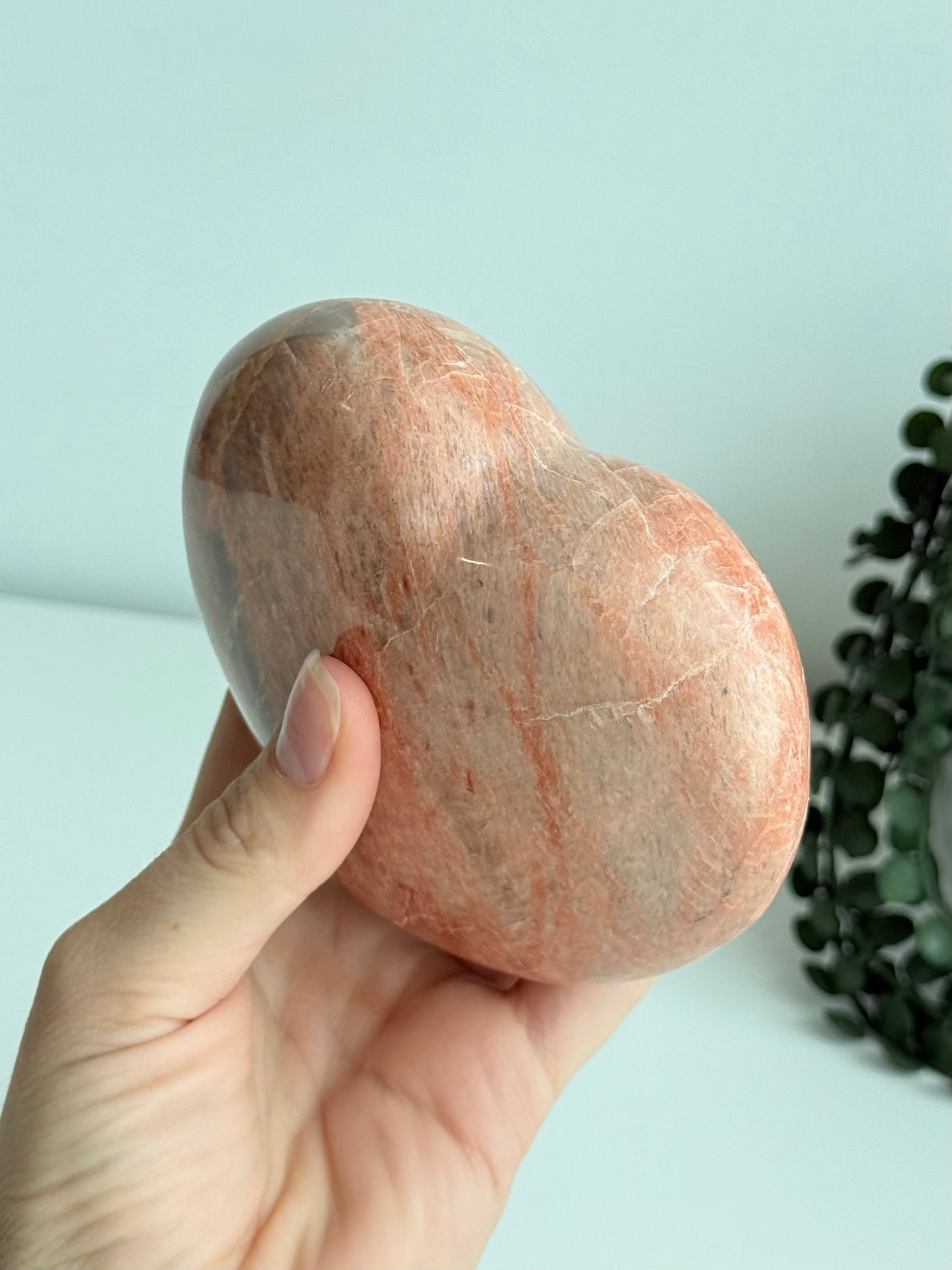Peach Moonstone Heart