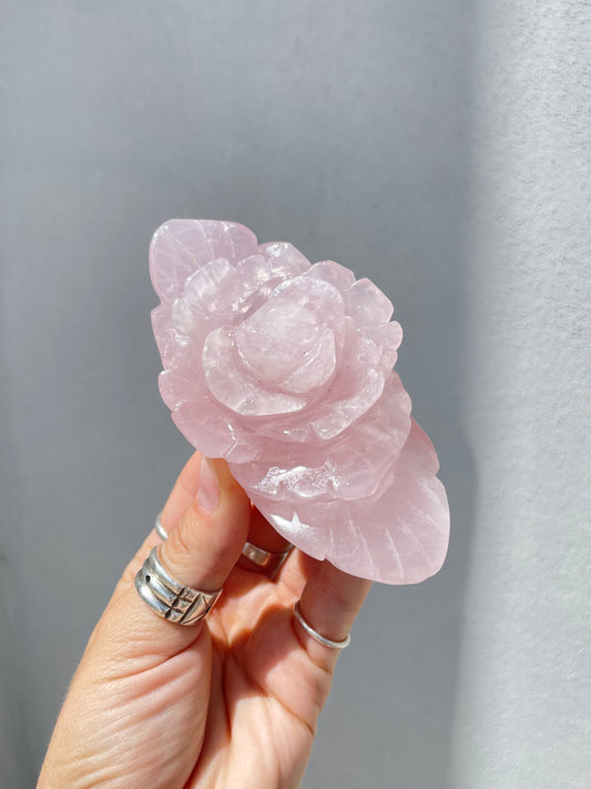 Rose Quartz Carved Rose