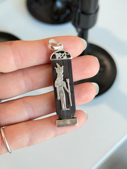 Ebano Wood Cabochon 4 elements Isis on the Back