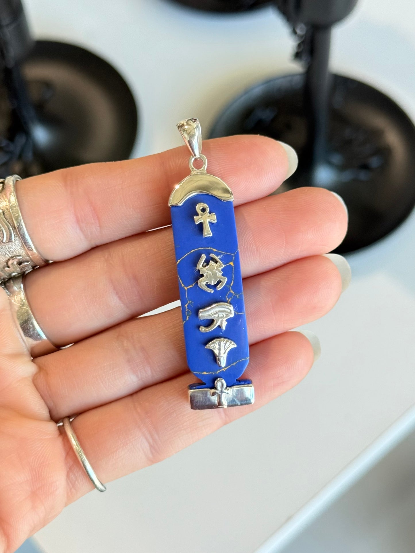 Lapis Lazuli Cabochon 4 elements and Isis on the Back