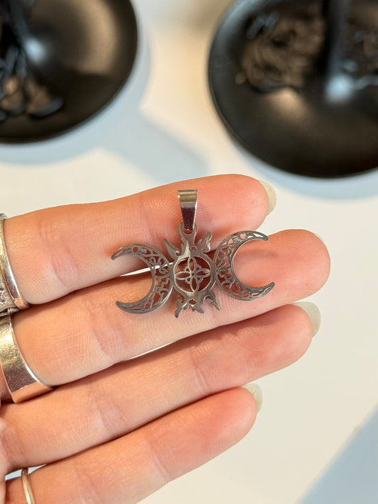 Triple Moon Goddess Pendant