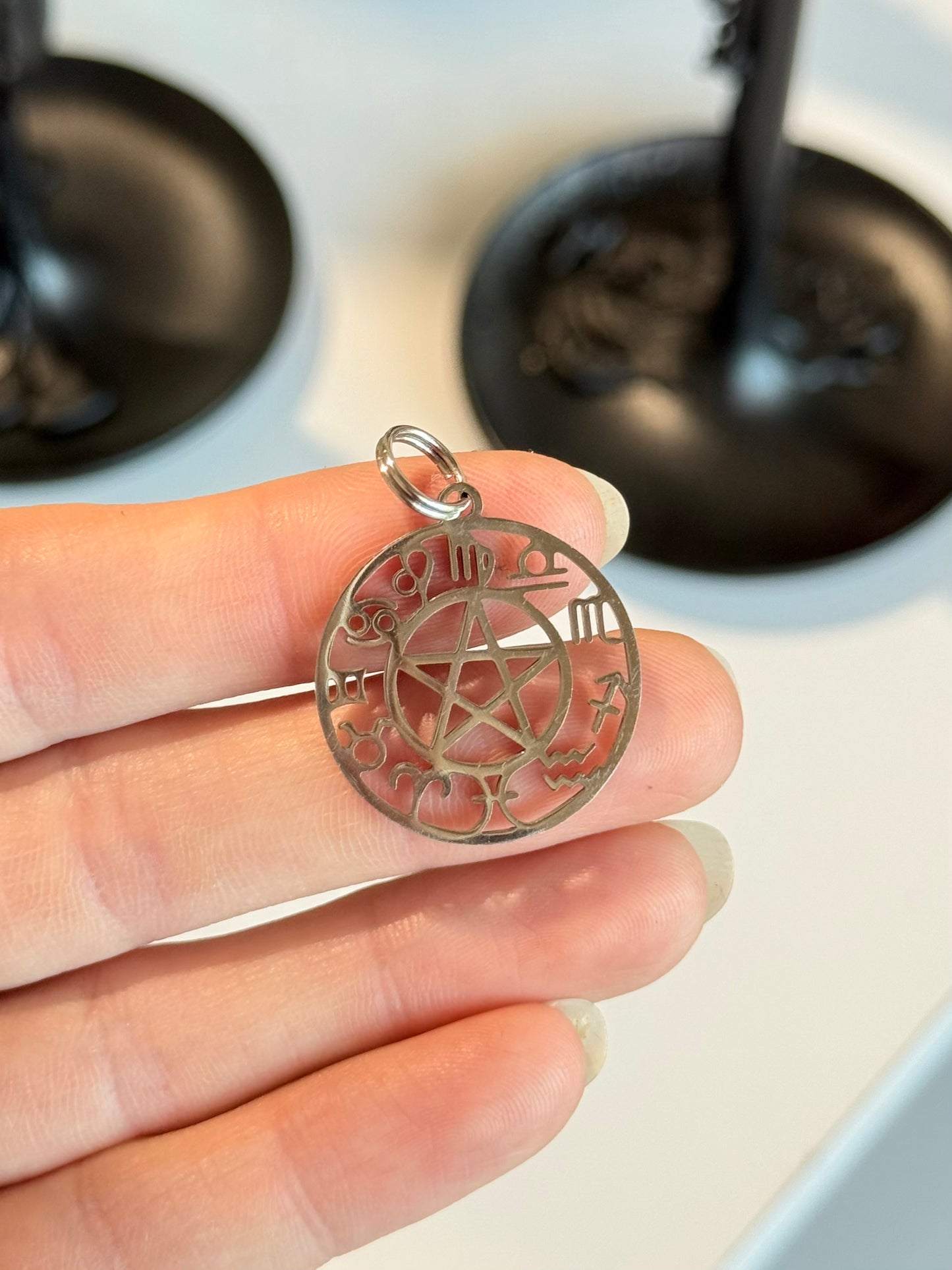 Zodiac Pentacle Circle Pendant