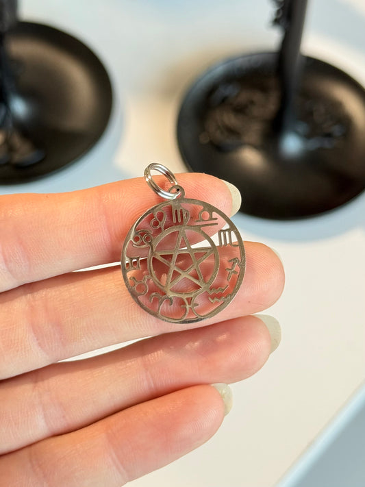 Zodiac Pentacle Circle Pendant
