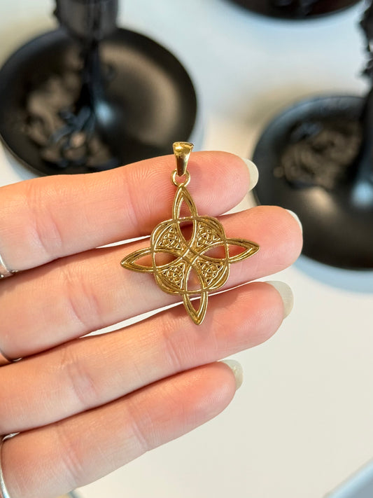 Golden Celtic Harmony Knot Pendant