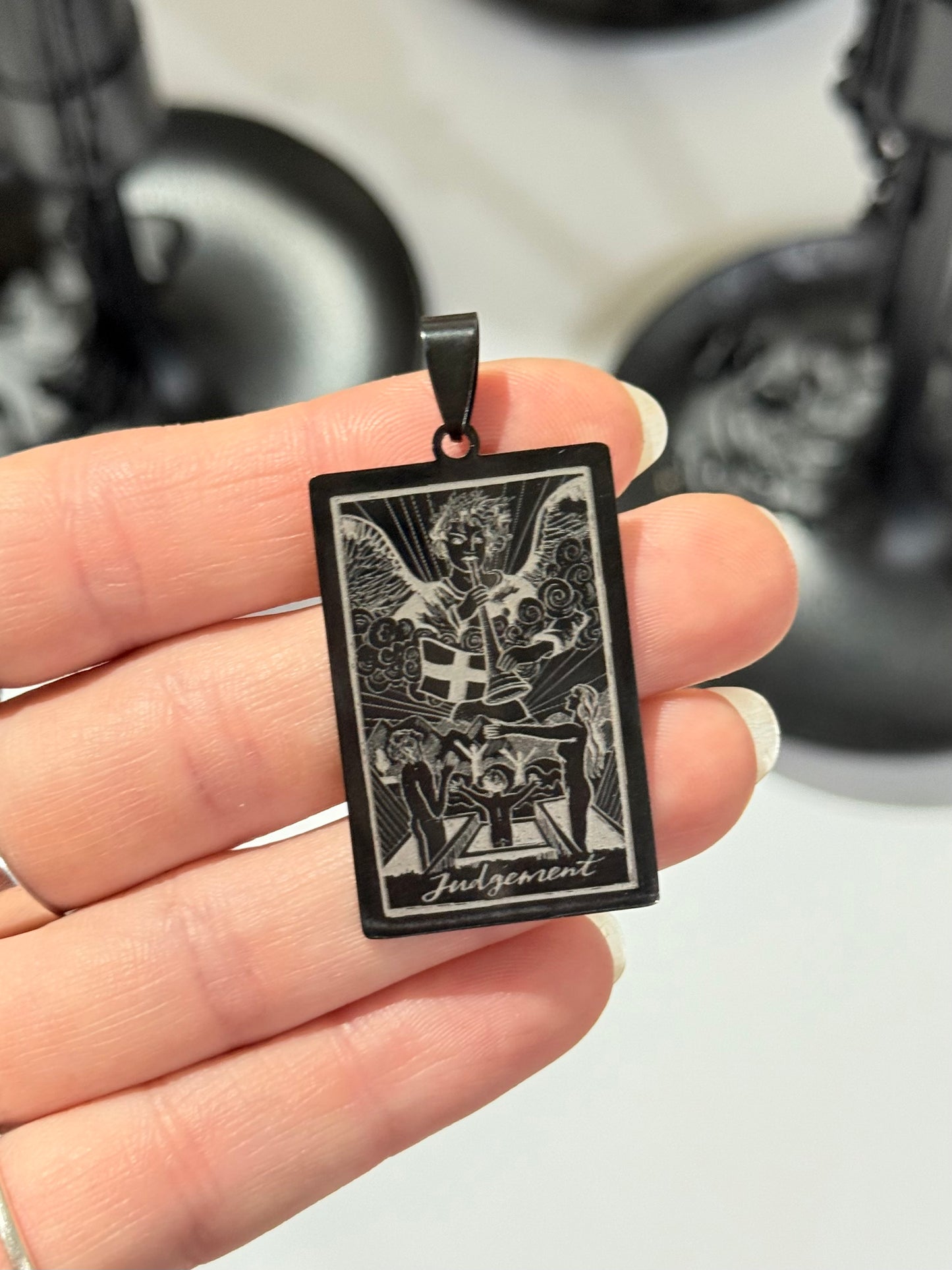 Judgement Tarot Pendant – Black Stainless Steel
