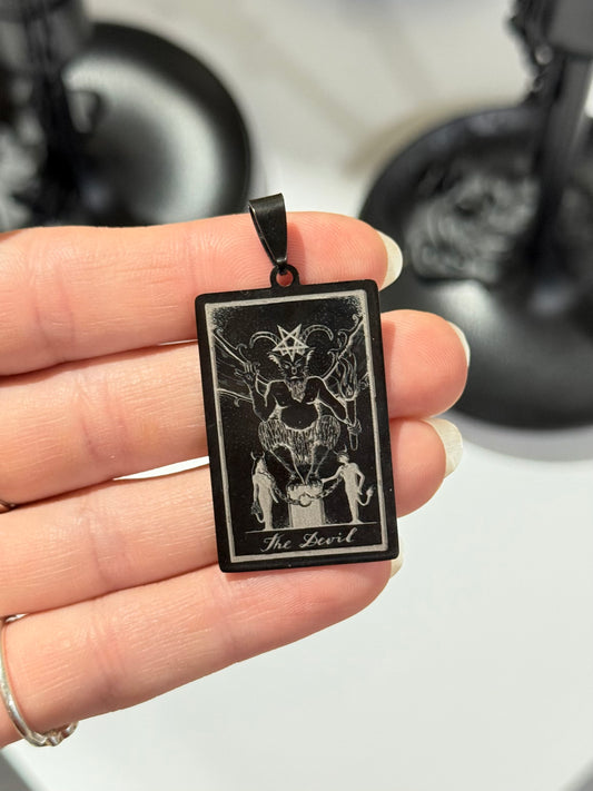 The Devil Tarot Pendant – Black Stainless Steel