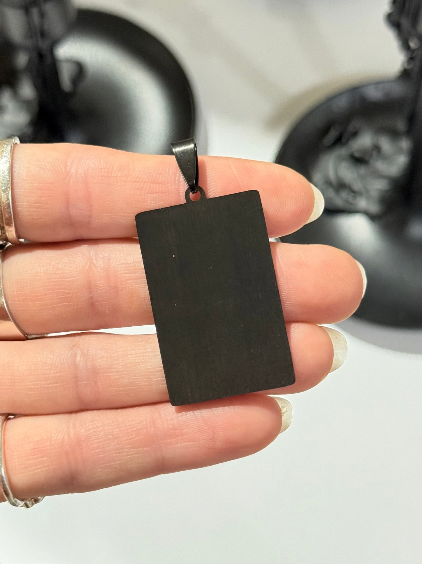 The Chariot Tarot Pendant – Black Stainless Steel