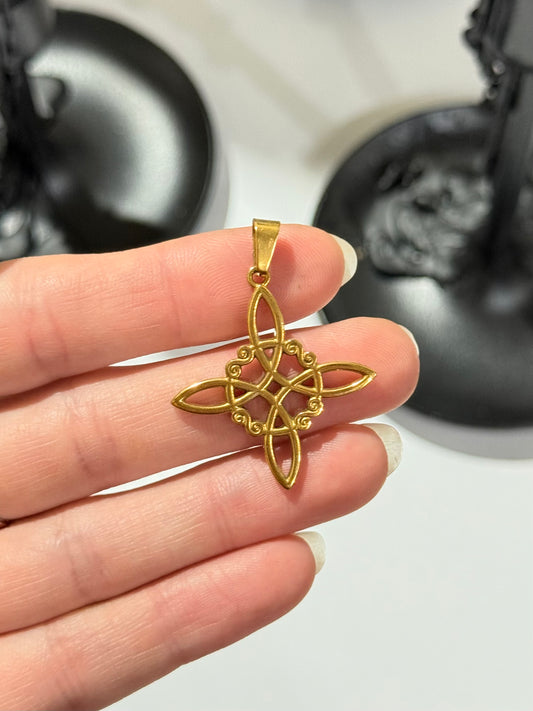 Witch’s Knot Protection Pendant – Gold Stainless Steel