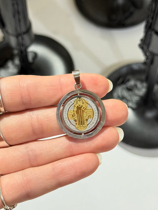 St. Benedict Spinning Medal Pendant – Stainless Steel
