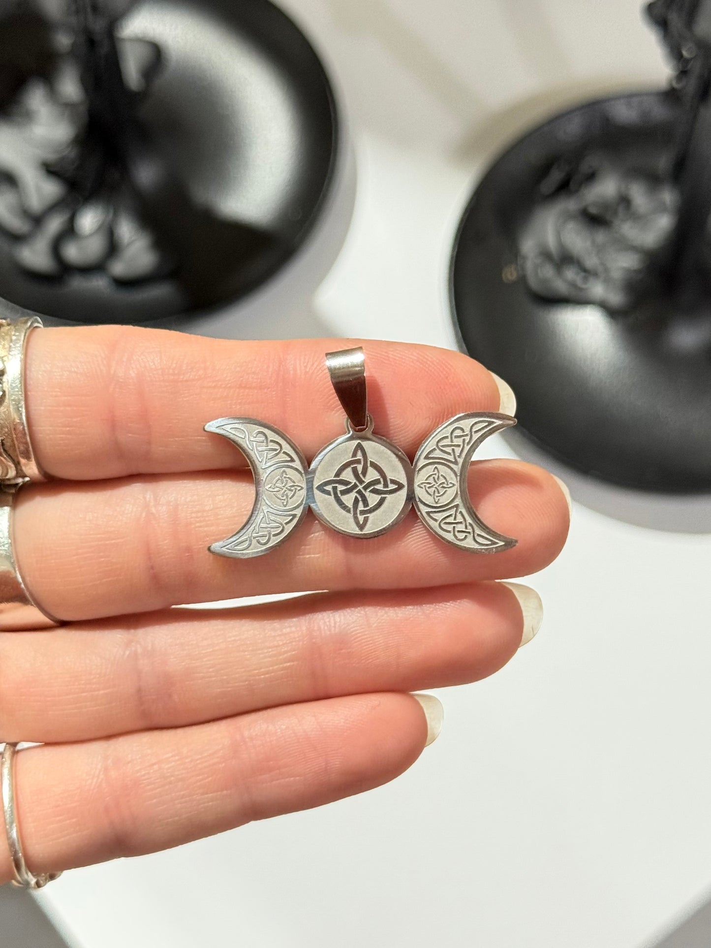 Triple Moon Goddess Pendant – Stainless Steel