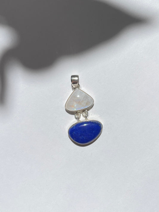 Rainbow Moonstone & Lapis Lazuli Pendant