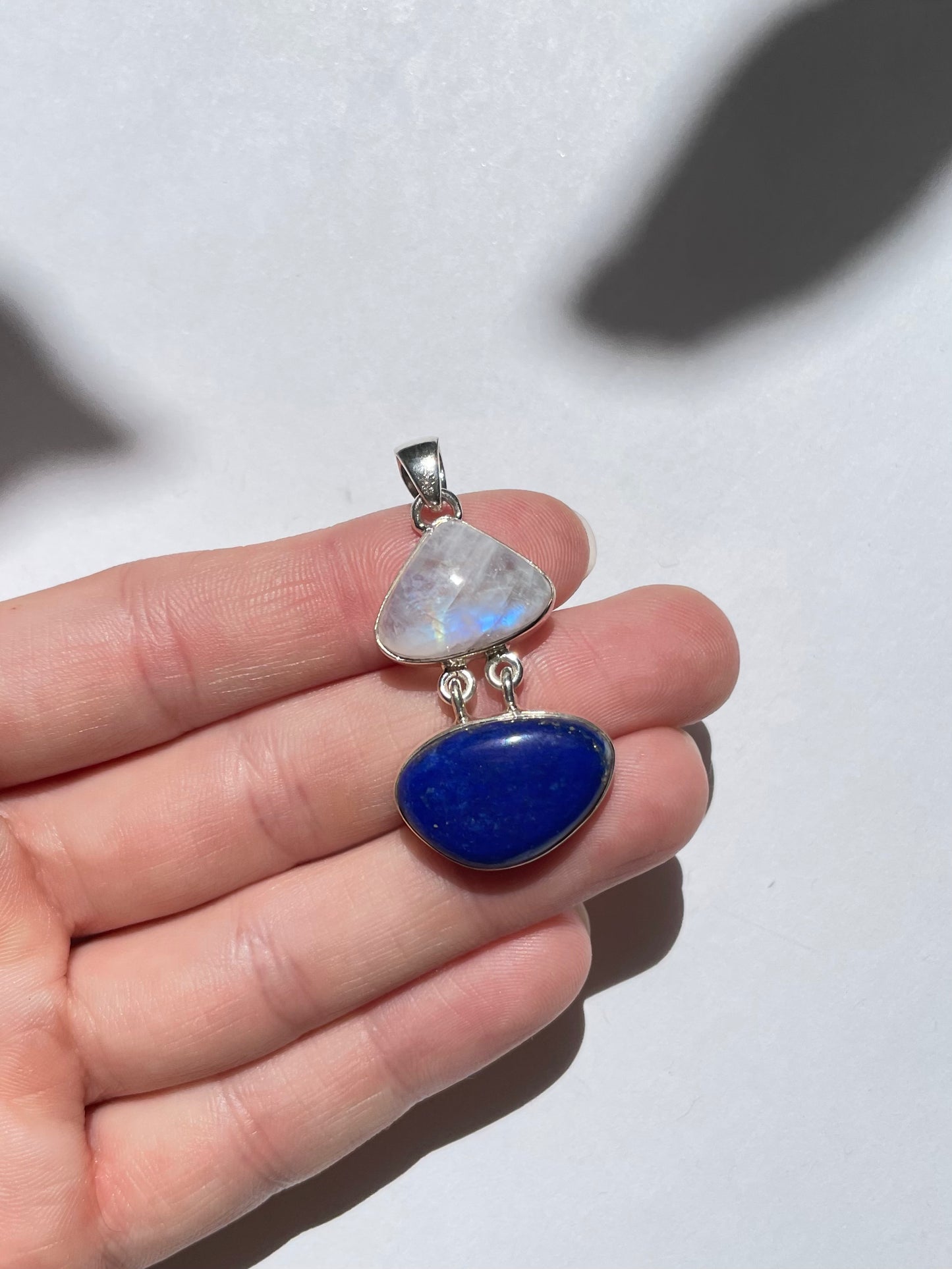 Rainbow Moonstone & Lapis Lazuli Pendant