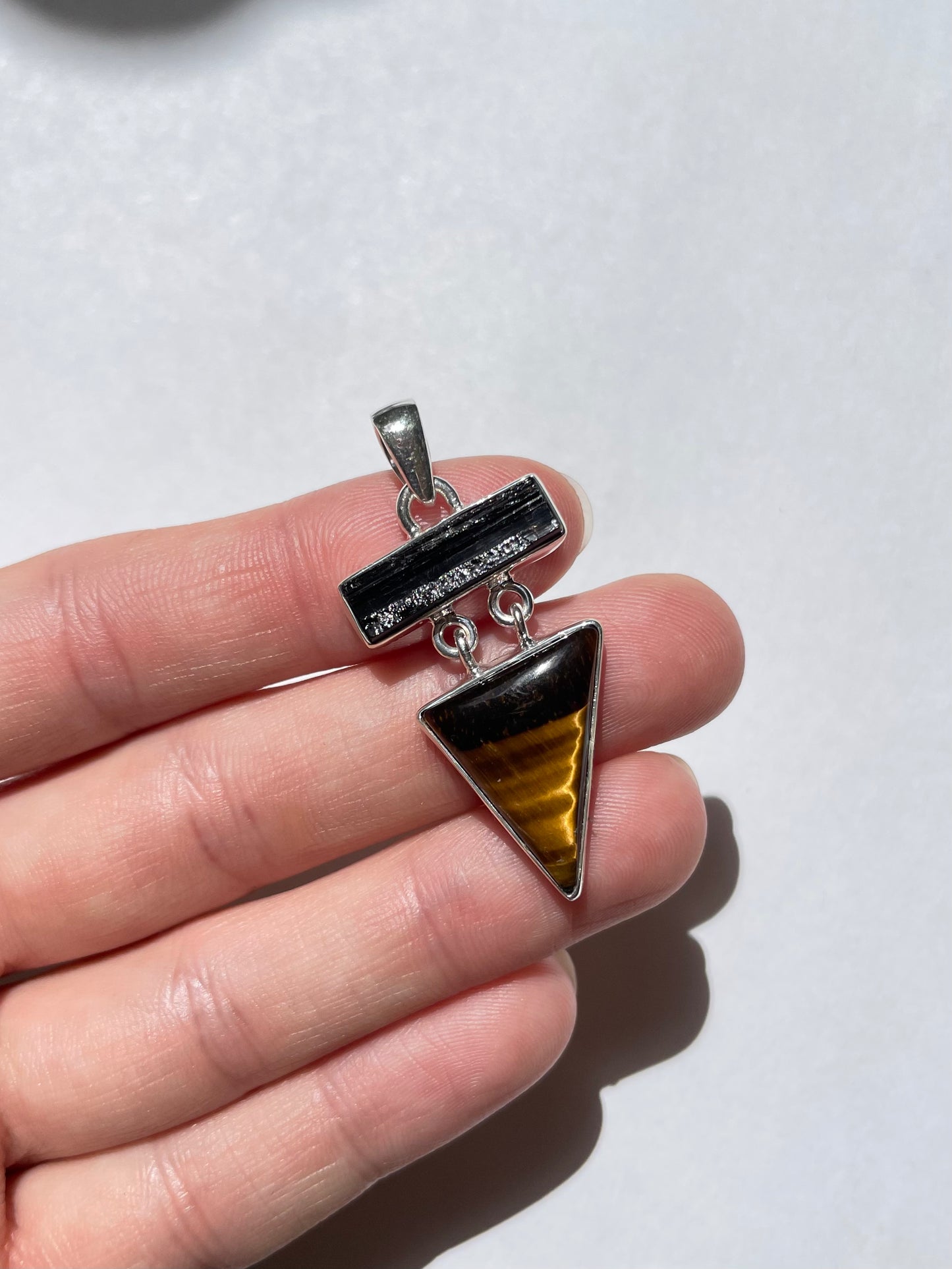 Black Tourmaline & Yellow Tiger Eye Pendant