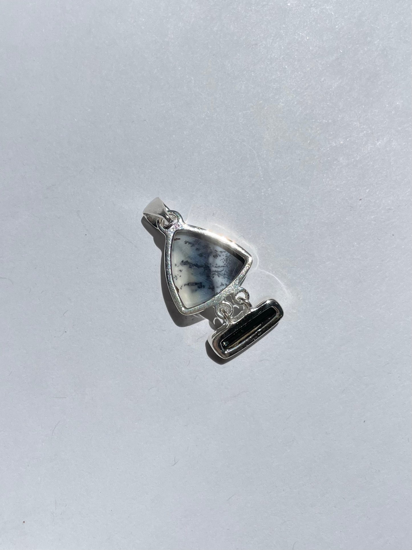 Dendritic Agate & Black Tourmaline Pendant