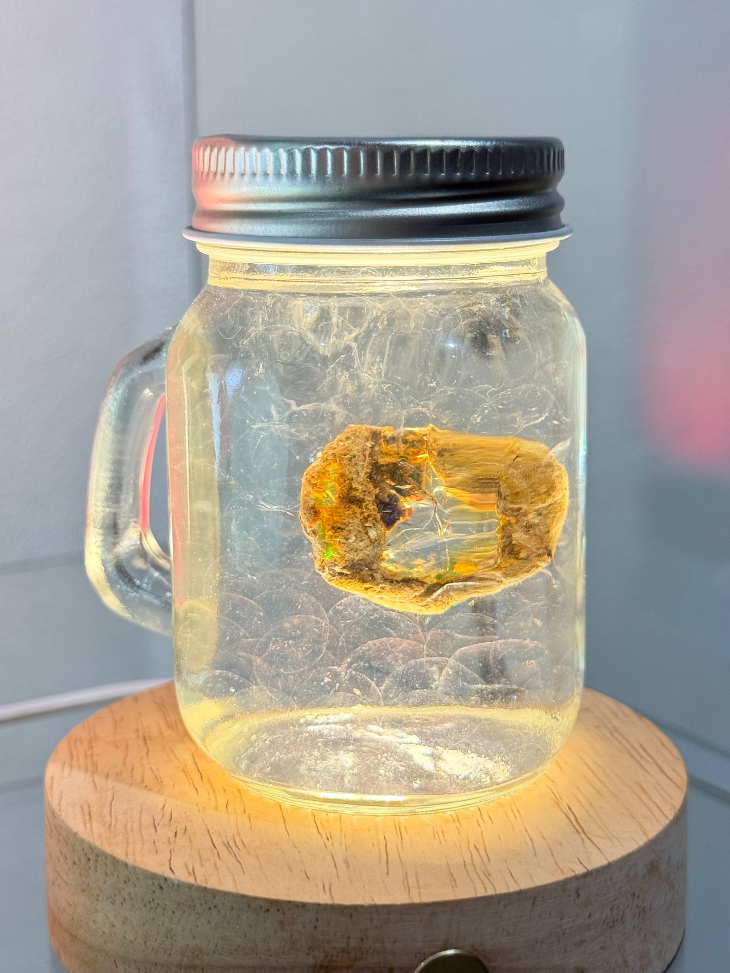 Water Opal In a Jar with Light
