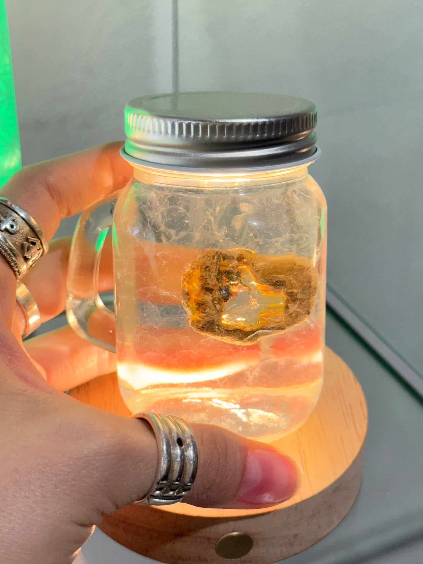 Water Opal In a Jar with Light