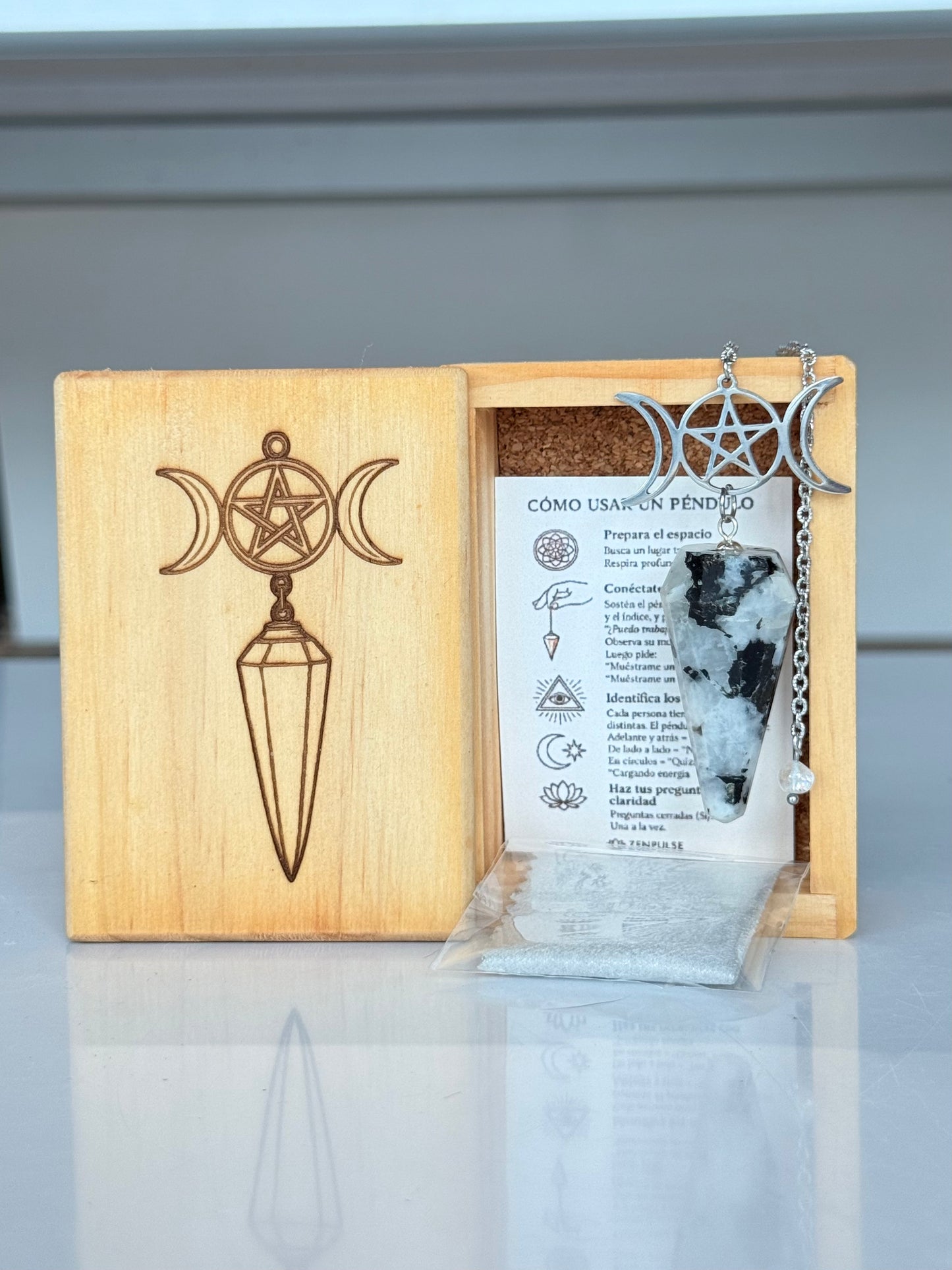 Moonstone Pendulum ( Wood Box Included )