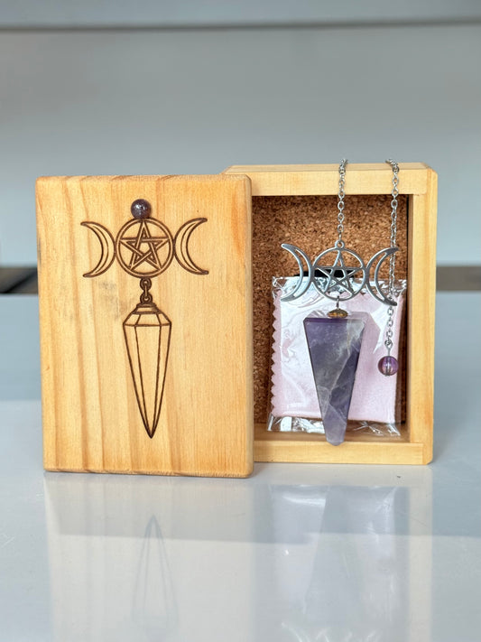 Amethyst Pendulum ( Wood Box Included )