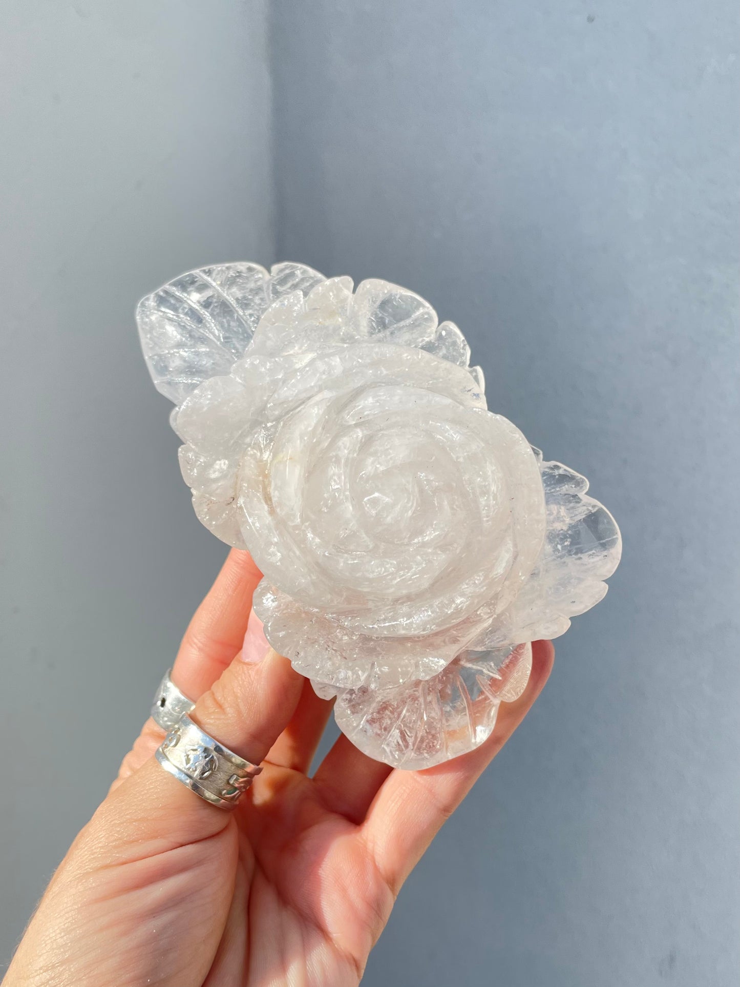Clear Quartz Carved Flower