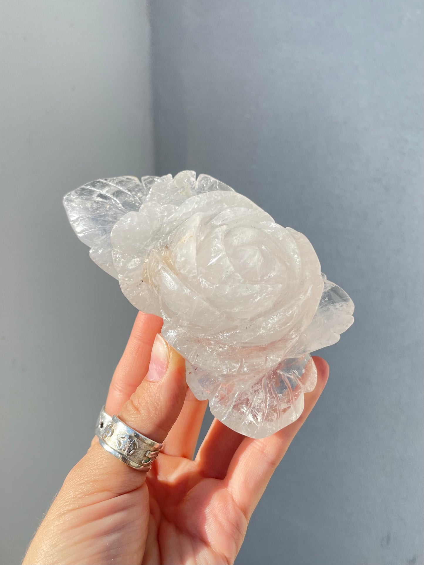 Clear Quartz Carved Flower