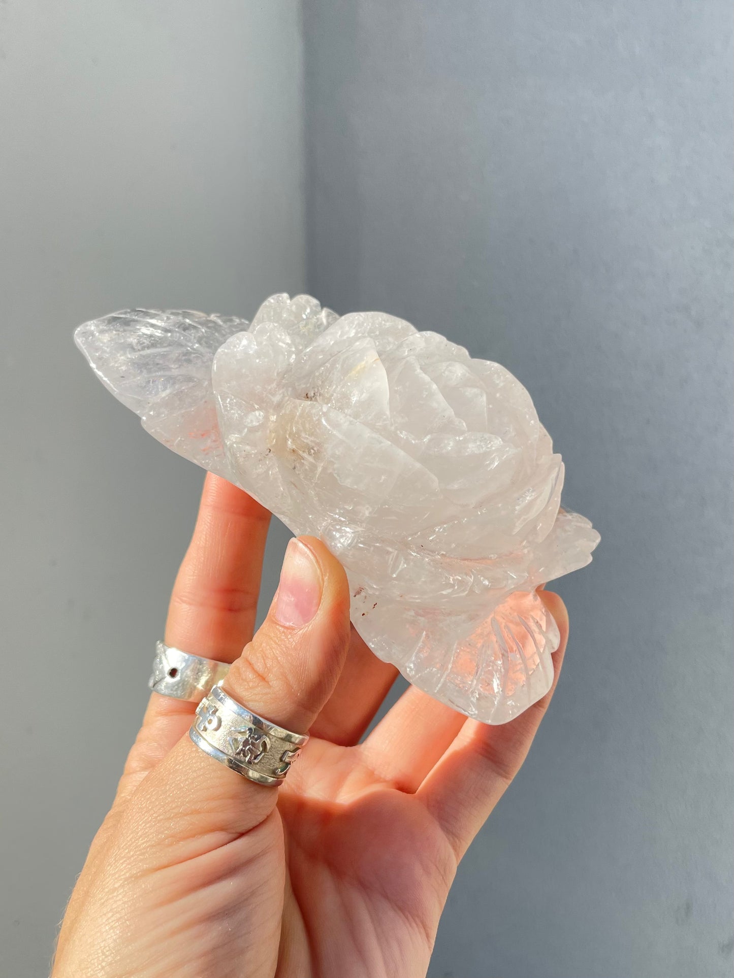 Clear Quartz Carved Flower