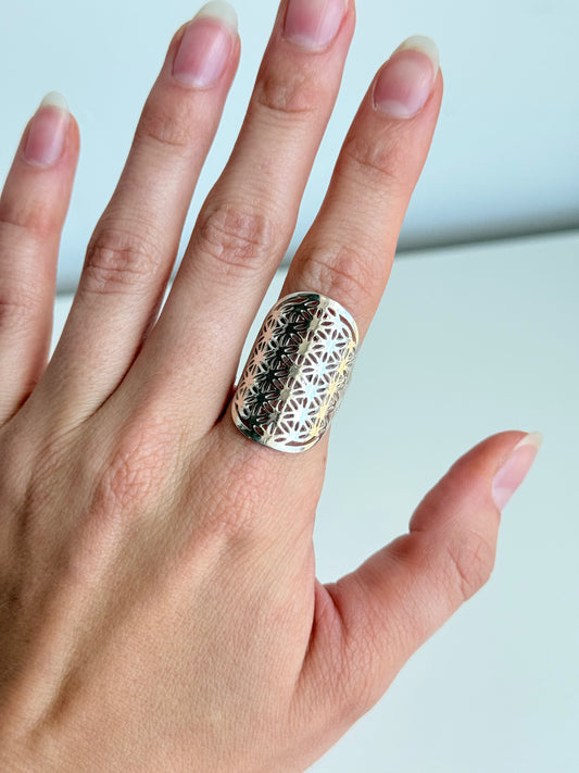 Flower of Life Ring - Silver 925 - Adjustable Size