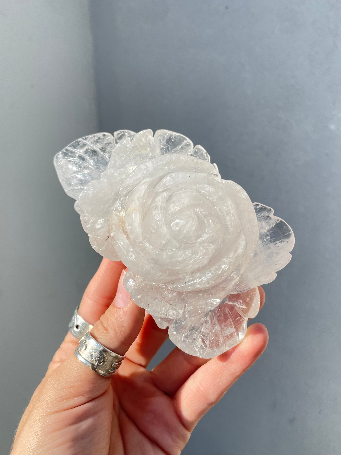 Clear Quartz Carved Flower