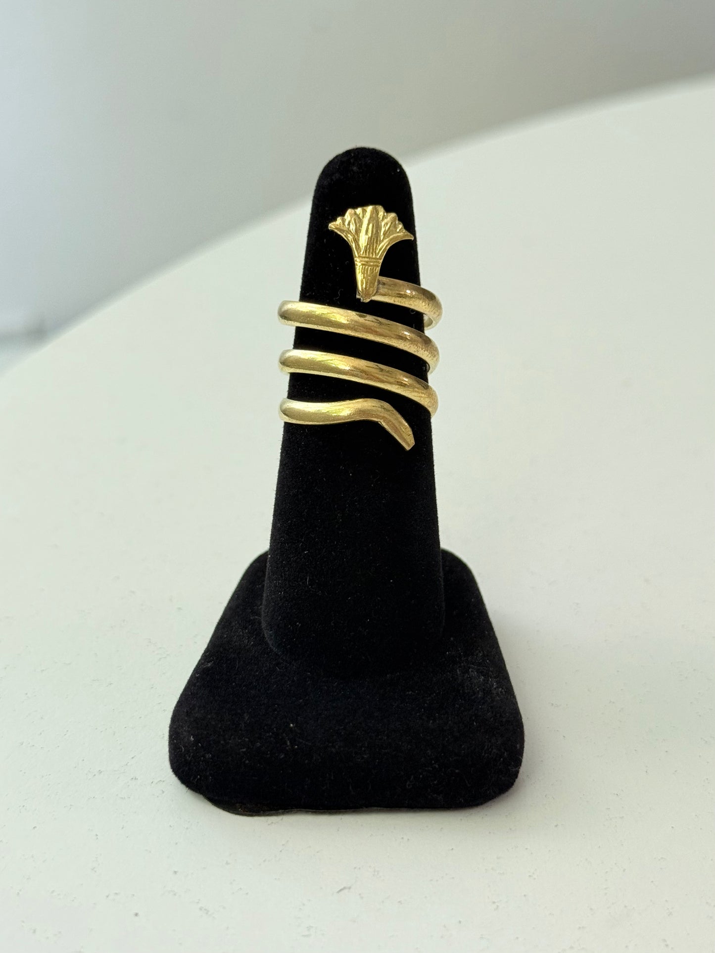 Lotus Swirl Adjustable Brass Ring – Best Fits Size 8 and Can Be Adjusted Larger