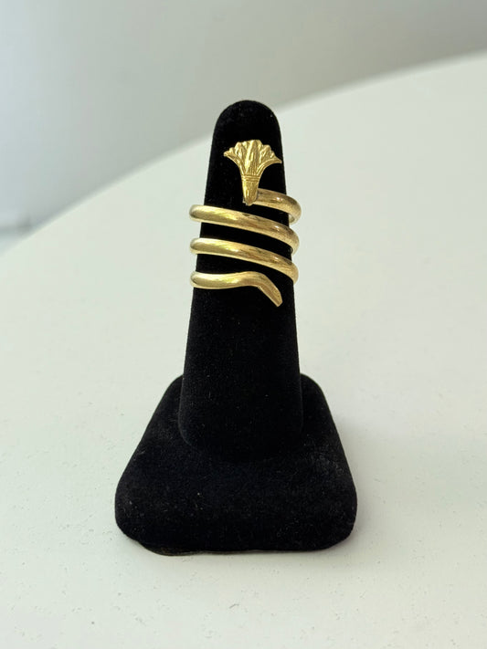 Lotus Swirl Adjustable Brass Ring – Best Fits Size 8 and Can Be Adjusted Larger