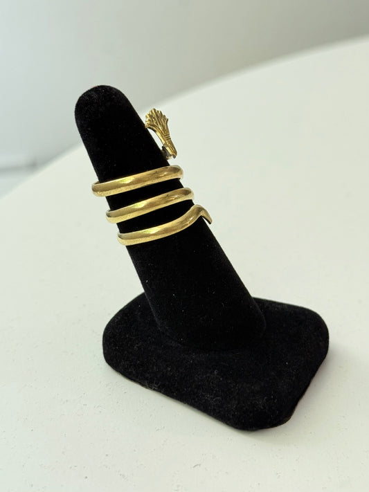 Lotus Swirl Adjustable Brass Ring – Best Fits Size 8 and Can Be Adjusted Larger
