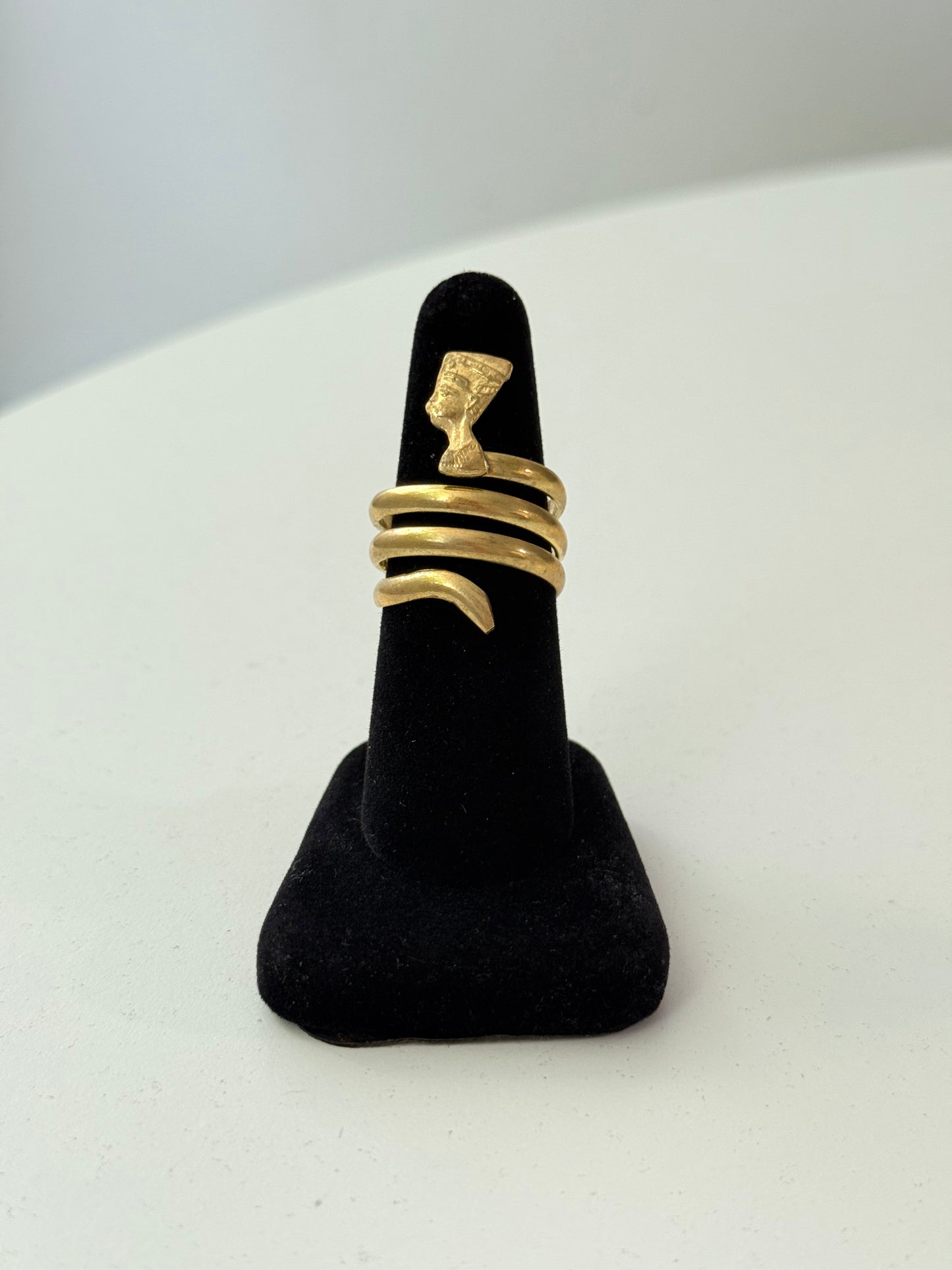 Nefertiti Swirl Adjustable Brass Ring – Best Fits Size 9 and Can Be Adjusted Larger