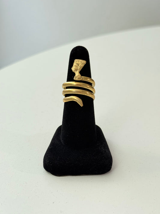Nefertiti Swirl Adjustable Brass Ring – Best Fits Size 9 and Can Be Adjusted Larger