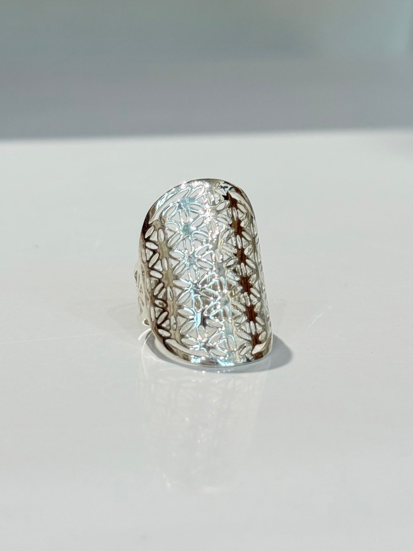 Flower of Life Adjustable Ring – Sterling Silver