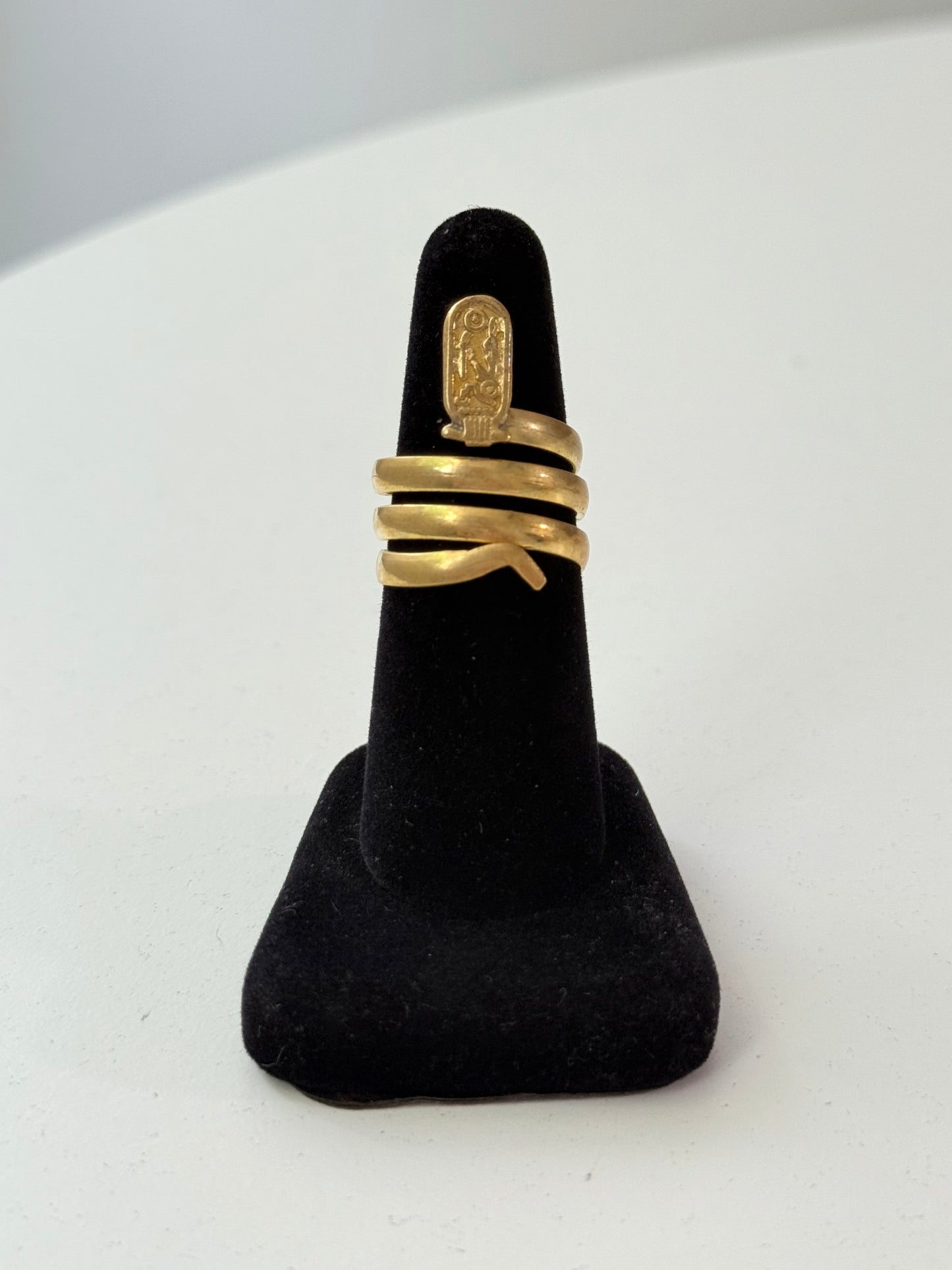 Cartouche Swirl Adjustable Brass Ring – Best Fits Size 8 and Can Be Adjusted Larger