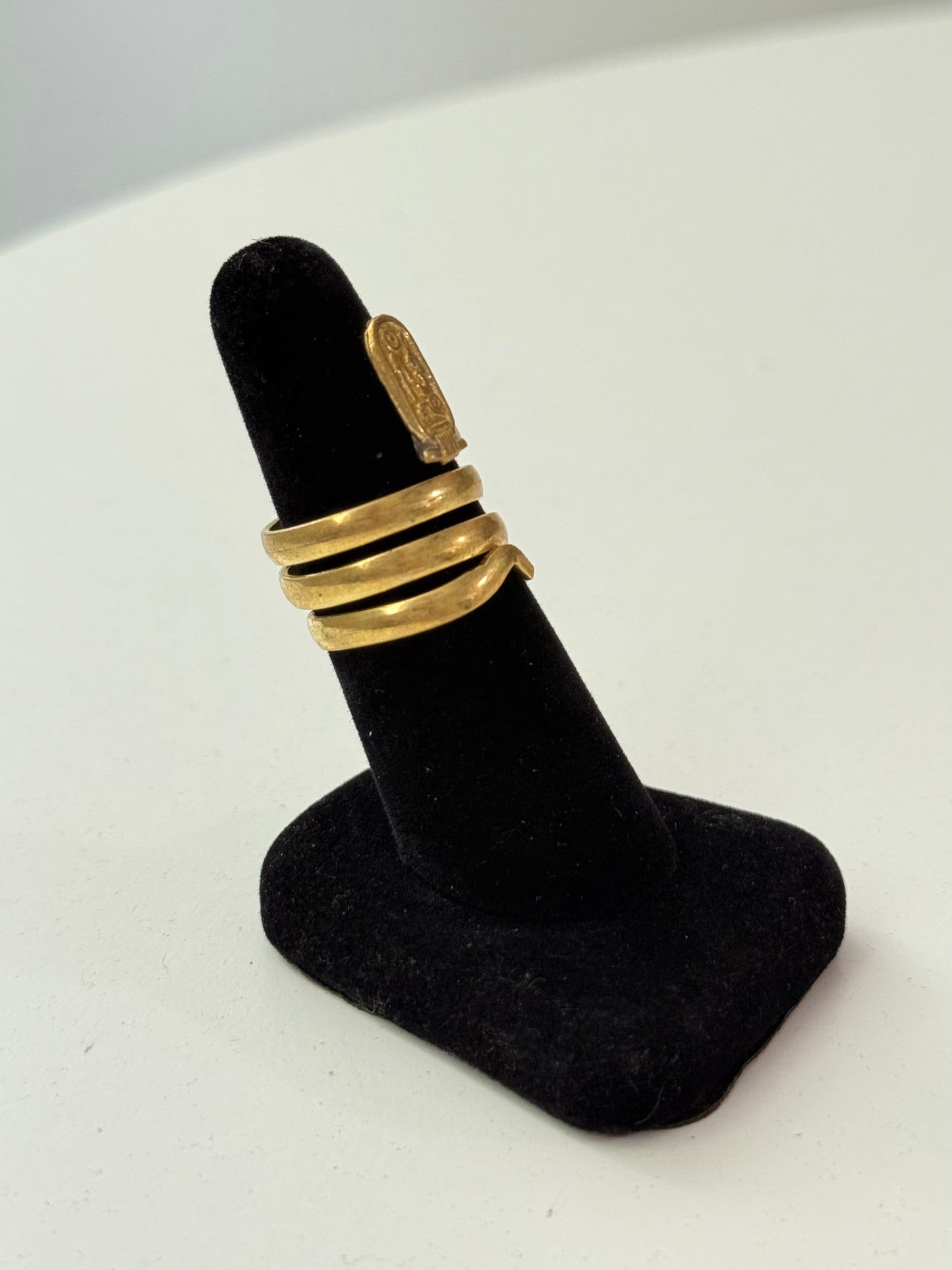 Cartouche Swirl Adjustable Brass Ring – Best Fits Size 8 and Can Be Adjusted Larger