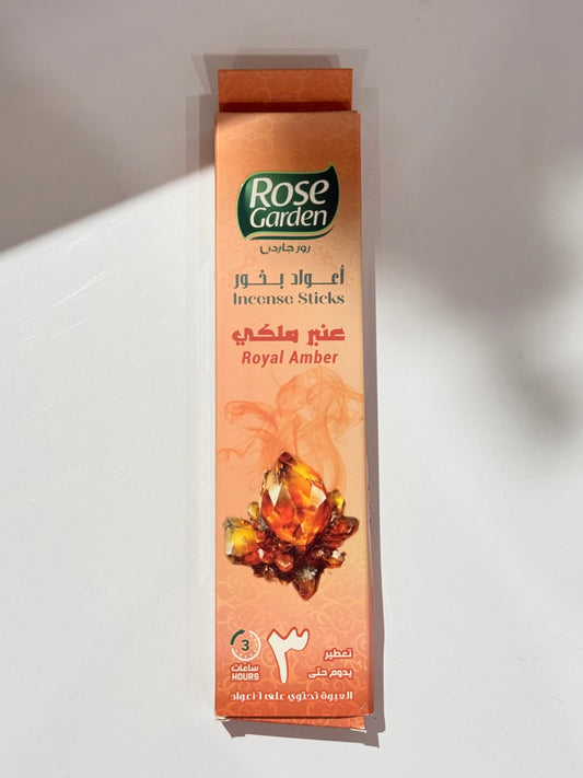 Royal Amber Incense Sticks - Rose Garden ( Can last up to 3 hrs per Stick )