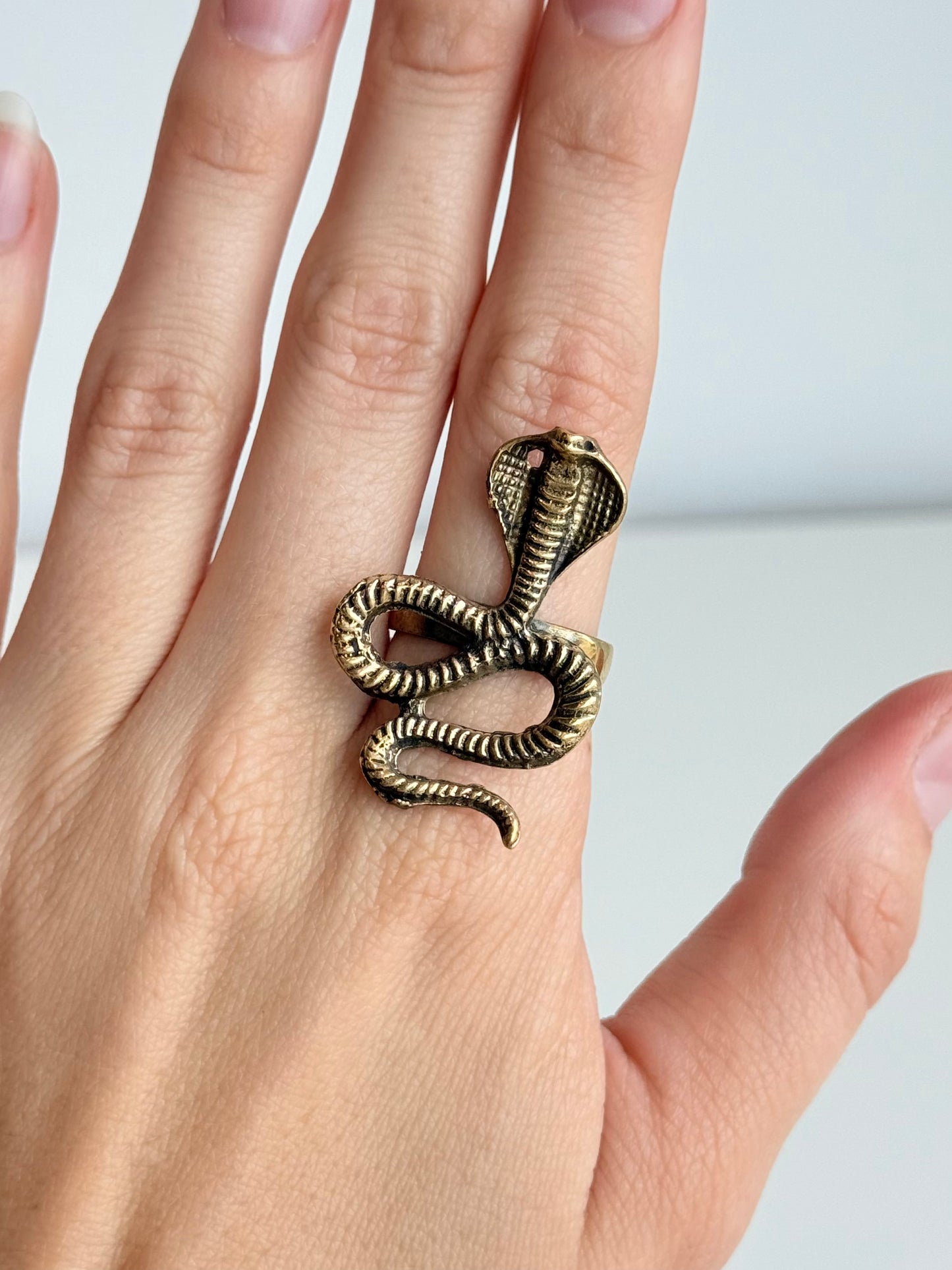 Snake Adjustable Brass Ring – Best Fits Size 7.5 and Can Be Adjusted Larger