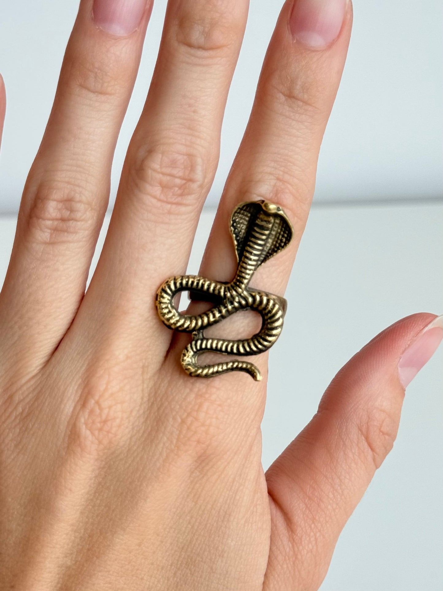 Snake Adjustable Brass Ring – Best Fits Size 7 and Can Be Adjusted Larger