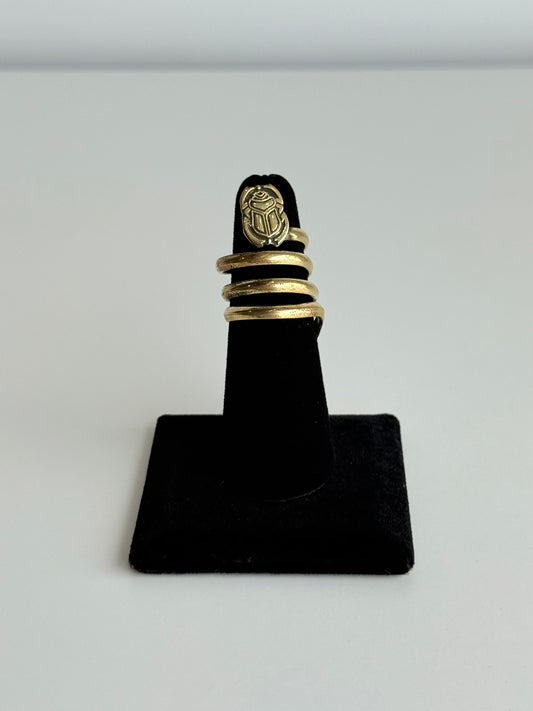 Scarab Swirl Adjustable Brass Ring – Best Fits Size 6 and Can Be Adjusted Larger