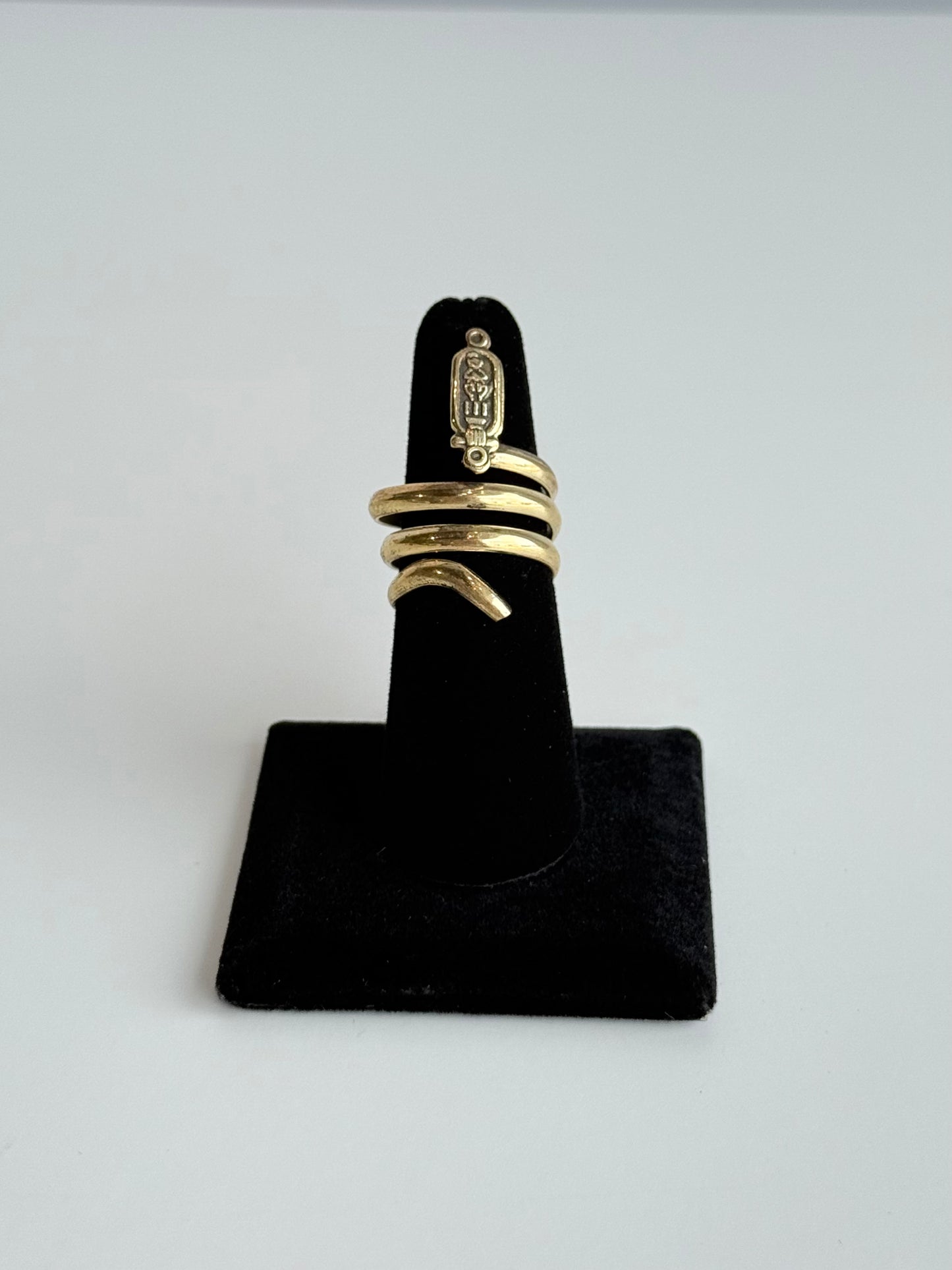 Cartouche Swirl Adjustable Brass Ring – Best Fits Size 7 and Can Be Adjusted Larger