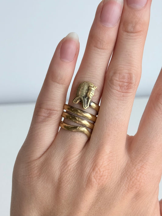 Tutankhamen Swirl Adjustable Brass Ring – Best Fits Size 7 or 8 and Can Be Adjusted Larger