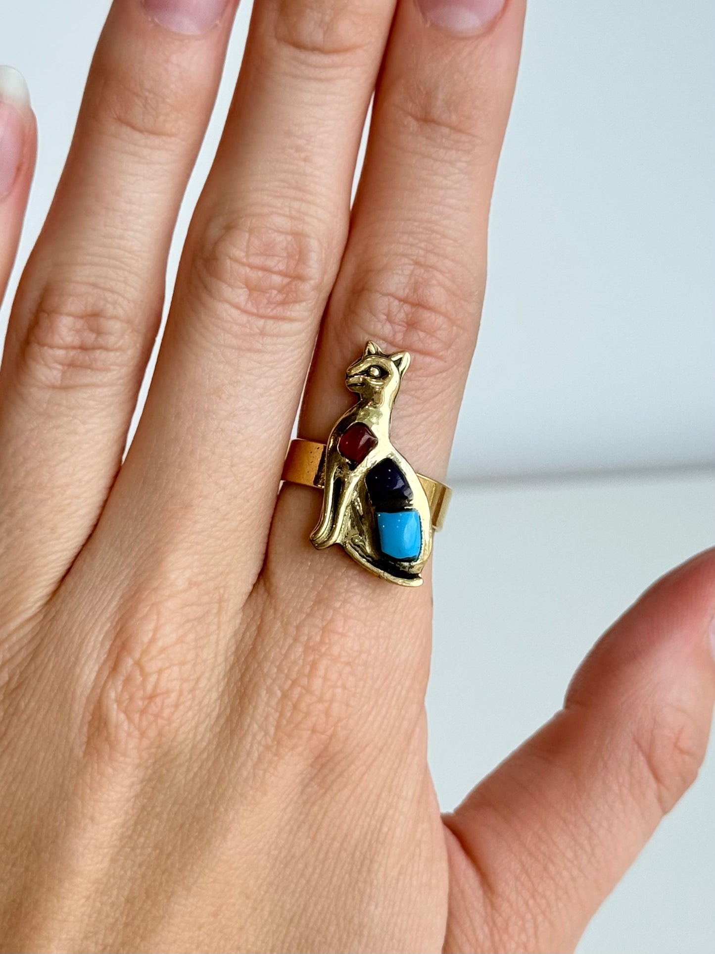 Bastet Adjustable Brass Ring – Best Fits Size 8 and Can Be Adjusted Larger