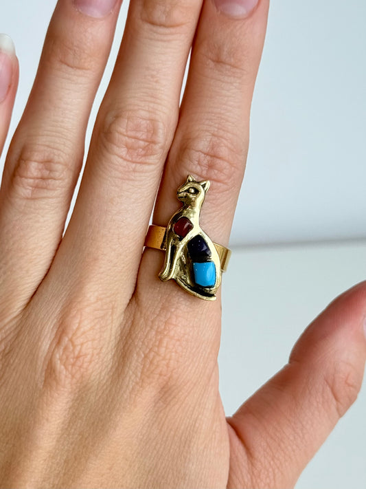 Bastet Adjustable Brass Ring – Best Fits Size 8 and Can Be Adjusted Larger