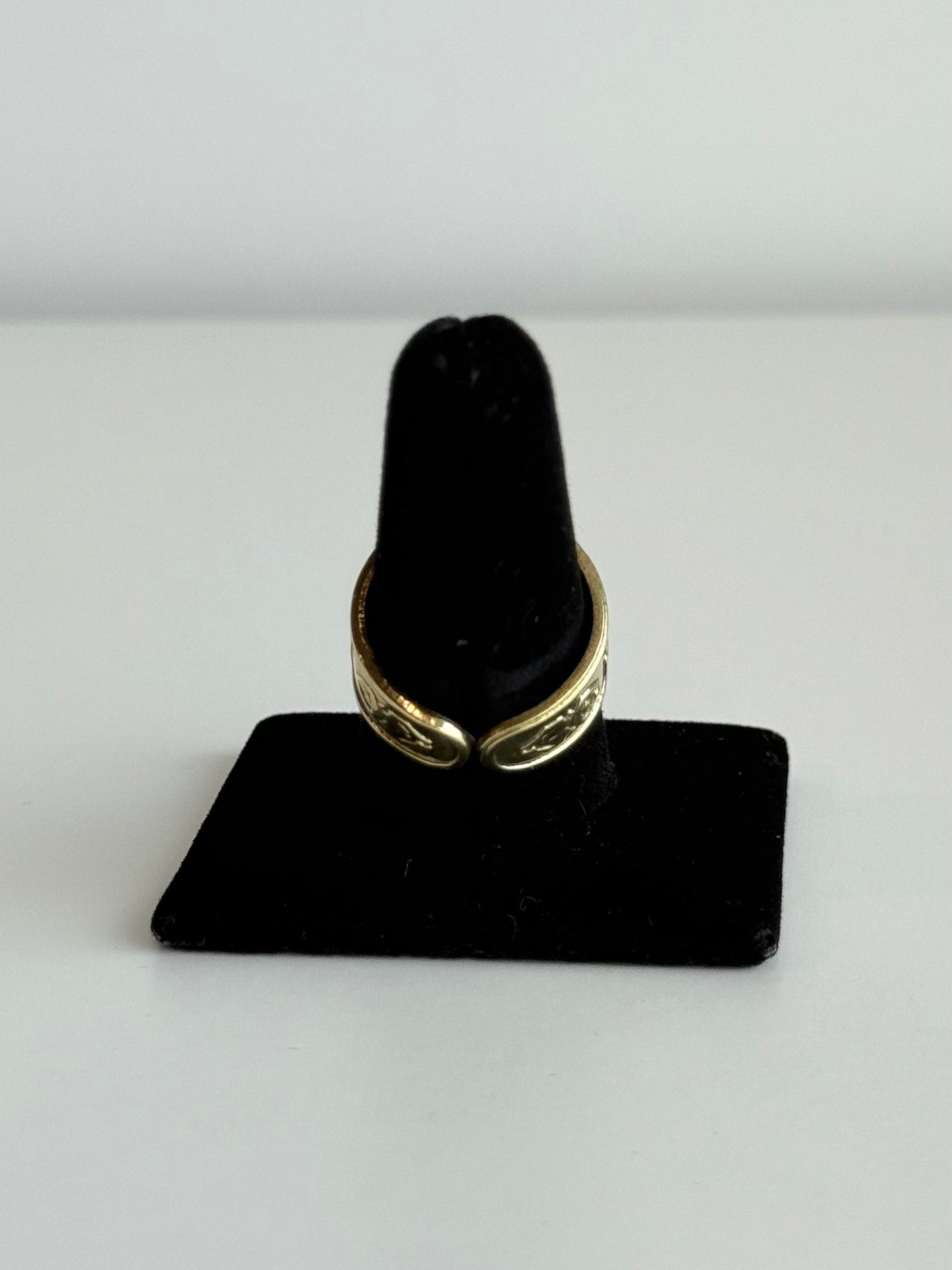 Lotus Adjustable Brass Ring with Eye of Horus Sides – Best Fits Size 8 and Can Be Adjusted Larger