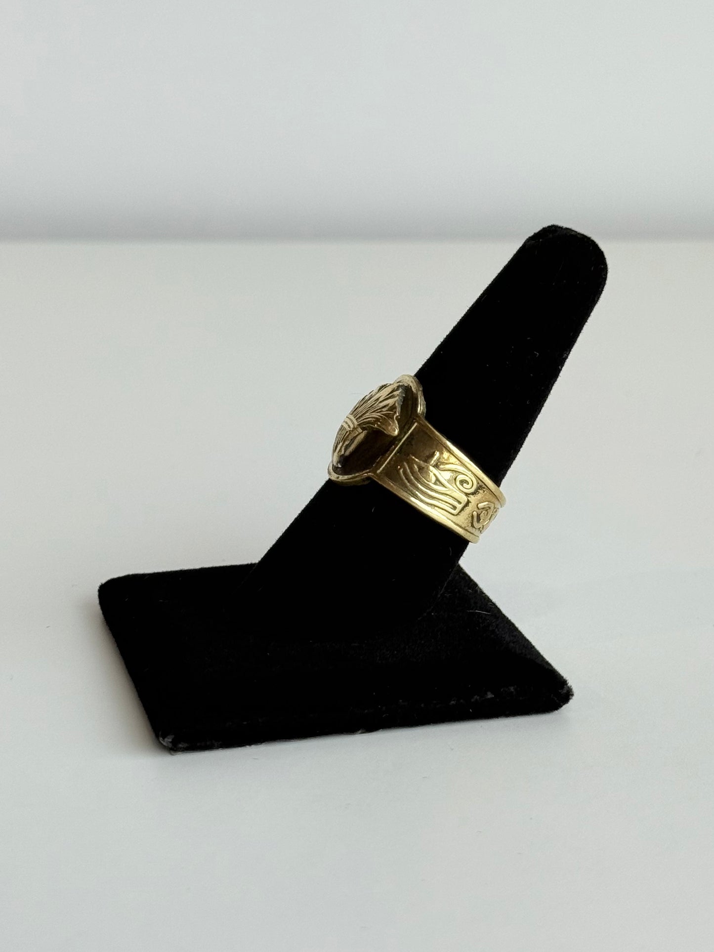 Lotus Adjustable Brass Ring with Eye of Horus Sides – Best Fits Size 8 and Can Be Adjusted Larger