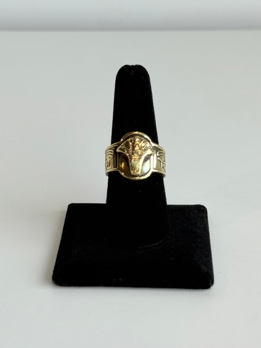 Lotus Adjustable Brass Ring with Eye of Horus Sides – Best Fits Size 8 and Can Be Adjusted Larger