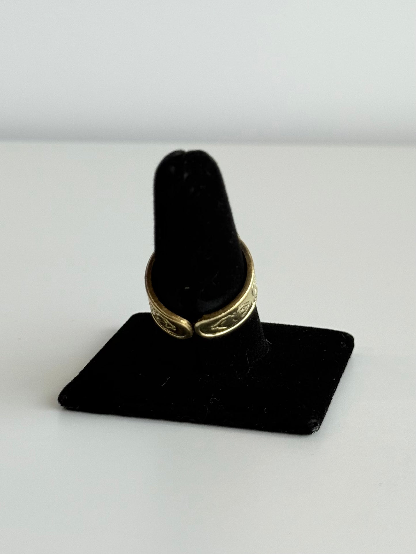 Lotus Adjustable Brass Ring with Eye of Horus Sides – Best Fits Size 8 and Can Be Adjusted Larger